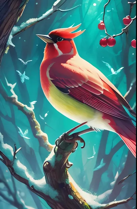 there is a bird that is sitting on a branch with berries, by Charles Bird King, beautiful nature, beautiful!!!!!!!!!, incredibly beautiful, beautiful and graceful, beautiful gorgeous, gorgeous beautiful, gorgeous and beautiful, inspired by Charles Bird Kin...