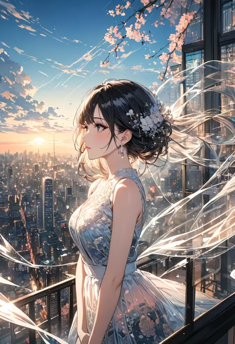    Double exposure of a beautiful and delicate lady(Face clear and perfect)Image，The backdrop is a hyper-detailed tokyo city perfect for, Beautifully, Intricate illustrations, art work concept art work masterpiece, best quality, Super detailed, HD