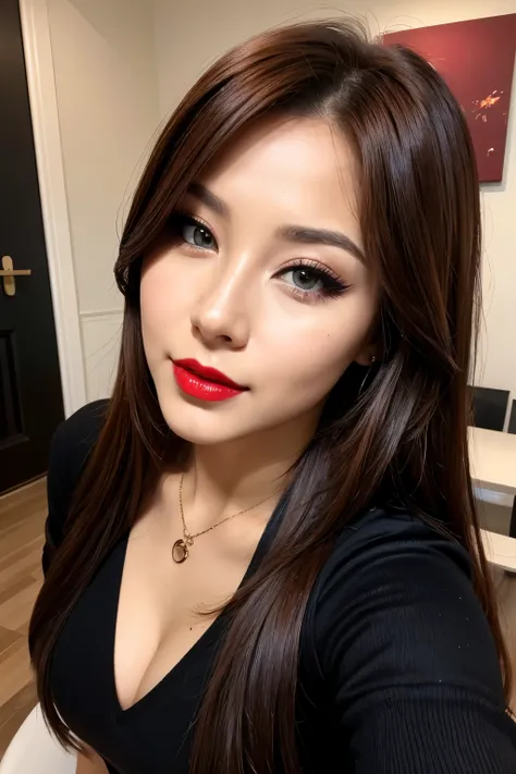 Boa Hanckcook, CG 8k ultra-realista, beautiful woman, seductive eyes, make-up, red lips, casual clothes 