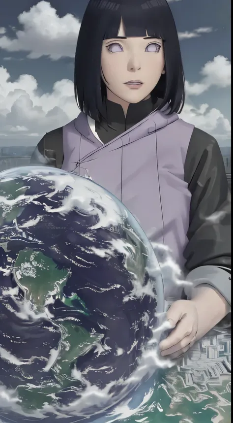 hinata Hyuga (naruto),((​masterpiece)),Mega-giant girl in the sky, Gantz Suit, between clouds,  Entre Cumulonimbus-Wolke,Cumulonimbus-Wolke ,high as the clouds, imminent ,  GTS, ,The upcoming city, Rampage, 1 girl, ​masterpiece, The best quality,Kawaii, , ...