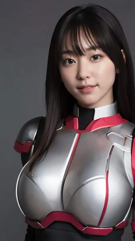 派手なPink metallic powered armorを着た25歳の美しい日本人女性:1.8, Pink metallic powered armor:1.5, No skin exposure:1.5, smile,On the bed:1.3,Big Breasts:1.5,Black Hair:1.5