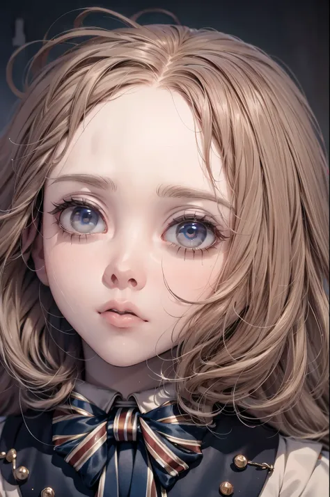 White female humanoid robot、Ｍ3GEN、Horror、Half-body photo、double eyelid、Dark eyes devoid of light、Lips stained with blood、Small Nose、Expressionless、Face close-up、Ultra-high resolution、Super detailed、Dirty clothes、A large amount of blood、scared、The cracked f...