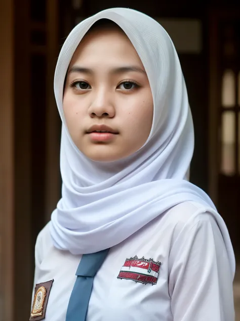 beautiful Indonesian High school girl , (white hijab), young, seragamsmahijab, school, hyper detailed, photorealistic, 8k, high quality, realistic, extremely detailed, intricate details, cinematic lighting, beautiful, erotic, sensual, intimate, delicate, s...