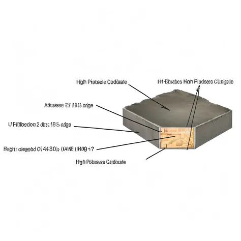 a chart of a concrete slab with a cut in half, cross section, 1/4 profile, technical chart, 3/4 profile, chart, Hi-tech concrete bench cube, detailed structure, detailed picture, Accessories, High Detail, High Detail Illustration, High Detail, Extremely hi...