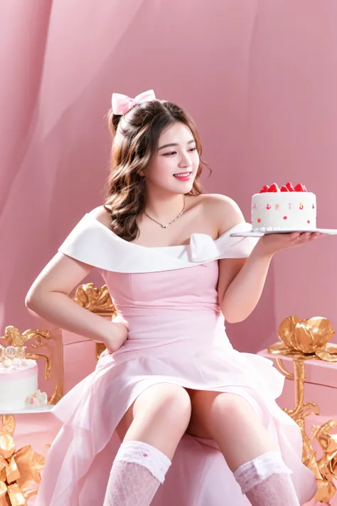 there is a woman sitting on a chair holding a cake, eating cakes, holding a birthday cake, photo taken with nikon d 7 5 0, photo taken with nikon d750, taken with canon 8 0 d, taken with canon eos 5 d mark iv, shot on canon eos r 5, shot on canon eos r5