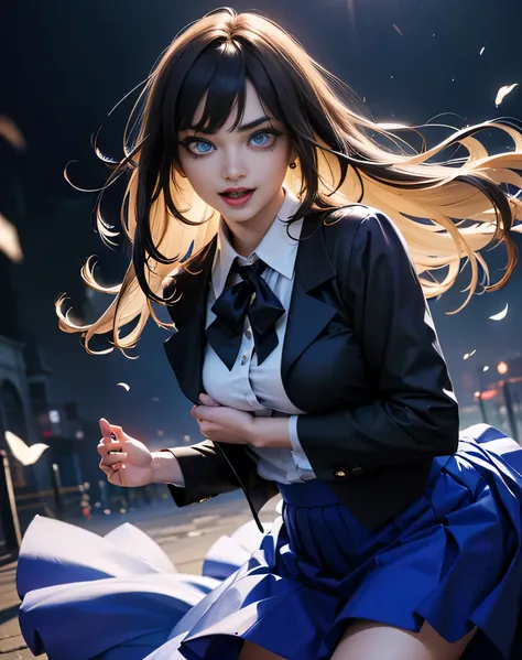 (photorealistic:1.6),(High resolution:1.6),(solo, one girl:1.5),(Beautiful Girl:1.5),(cool beauty:1.5),(Big eyes),(Plump lips),(looking at viewer:1.4),(smile:1.2),(Hair blowing in the wind:1.3),(Leaning forward) ,ado, 1girl, multicolored hair, long hair,(c...