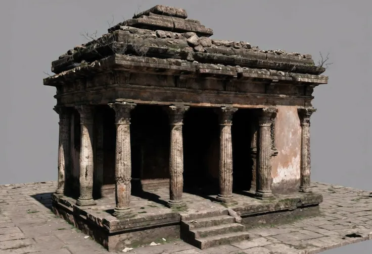 older mic templo with very poor appearance. the temple has only two floors and is in poor condition. It looks very shabby and looks very old., Ancient. [temple in ruins] [pobres] [miserable] [older] [mic] [3d modle]