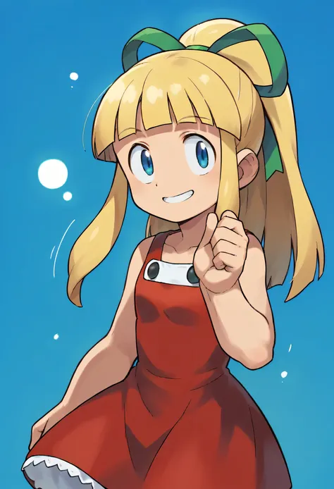 score_9, score_8_up, score_7_up, source_anime, solo, ishikawa hideki style, roll (mega man), long hair, bangs, blue eyes, blonde...