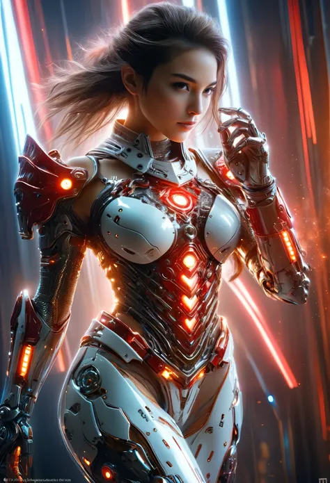 (Best Quality, 4K, 8K, High Resolution, Masterpiece: 1.2), (Super Detailed, Realistic, Photorealistic:1.37), A woman in futuristic clothing, (erotic and sexy:1.4), Trending on cgstation, Trending on cgstation, (Portrait of a girl in the Knights of the Zodi...