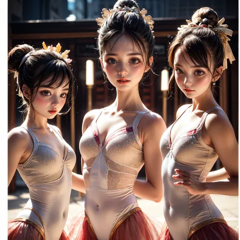 SFW, ExtremelyDetailed (((Kawaii Ballet Girls Group in a row:1.37))), Childish perfect face, Reflective Eyes, Detailed(Delicate Clothing textures), Dynamic Joyful Expressions LifeLike Rendering, (Specular Reflection:0.2), TopQuality 8K Ultra-detailed maste...