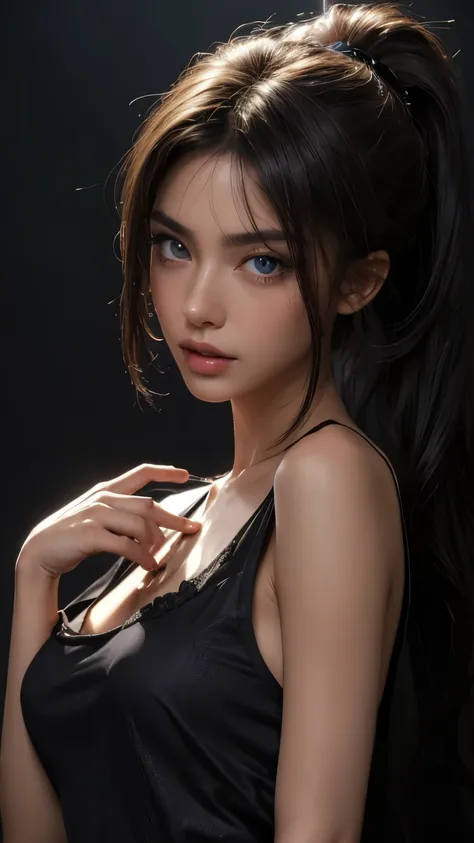 masterpiece, light makeup, messy long hair, super fine details, authentic texture, cinematic lighting realism, 16k, exquisite fe...