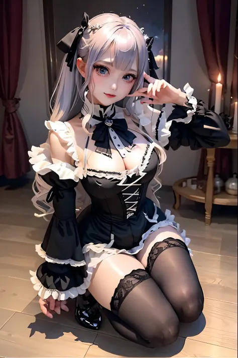 Hard Dark Gothic Makeup、Black dark eyeshadow、sad、Good skin radiance、Dark Gothicメイク、Dark smile、palace、The beauty of fragrance、24-years-old、Expressions of intense sexual pleasure、Embarrassed look、Dark Gothic、Highest quality、Expression of sexual pleasure with...