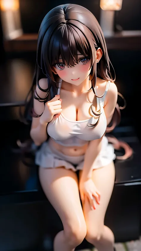 (Perfect Anatomy,Highest quality、超High resolution、High resolution、Extremely detailed CG、8K Unit Wallpaper),Cowboy Shot,Portraiture,1 female,alone,20 year old beauty,Japanese(Beautiful details,Brown eyes),shy,Brown Hair,Long Hair,bangs,Mid-chest,Slender bod...