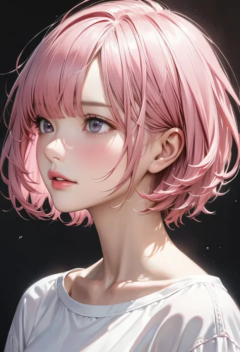 Ultra-realism、Pink Hair Color、short hair