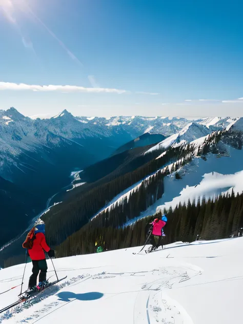 Snow Mountain, Many people skiing々, Europe, photograph, high quality