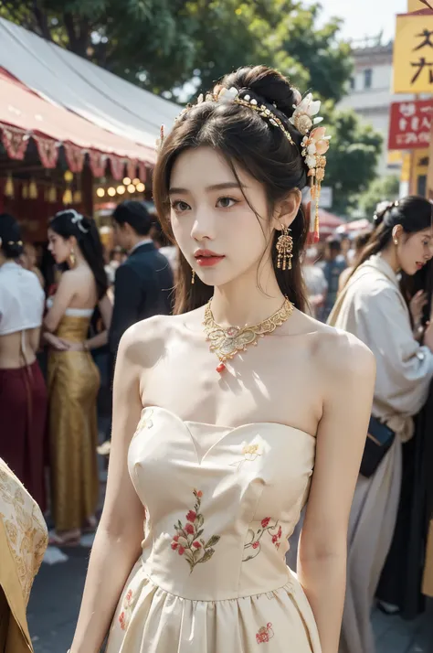 (((best quality))),(((ultra detailed))),(((masterpiece))),illustration,
((1 beautiful young girl,solo)),(bun hair:1.2)((slim,thin)),((small breasts,flat chest)),attractive, traditional Chinese attire,(Gorgeous and intricate headdress:1.3),((earrings,intric...