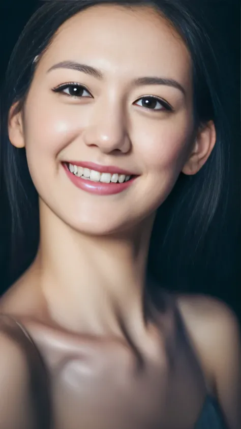 1 girl, Starry Sky,night, shooting star,Upper Body,close,smile,, (8k, RAW Photos, Highest quality, masterpiece:1.2),(Realistic, photo-Realistic:1.37),