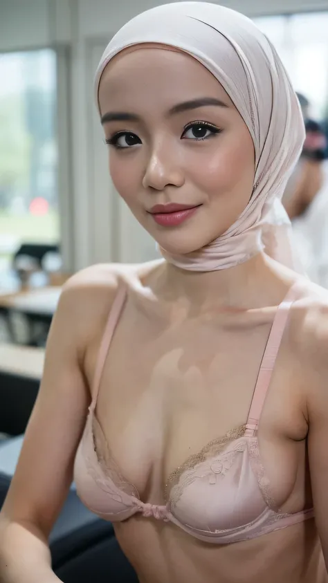 ((flat chest:1.3)), see-through T-shirt, Bodybuilder Naked, (((HIJAB MALAY GIRL))), masutepiece, High quality, UHD 32K, Realistic face, Realistic skin feeling , A Japanese Lady, 8 years old, , Very cute and baby-like face, (((FLAT CHEST))), (MATRIX WORLD),...