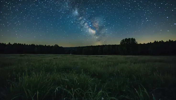 the starry night sky viewed while sitting in a grassy field