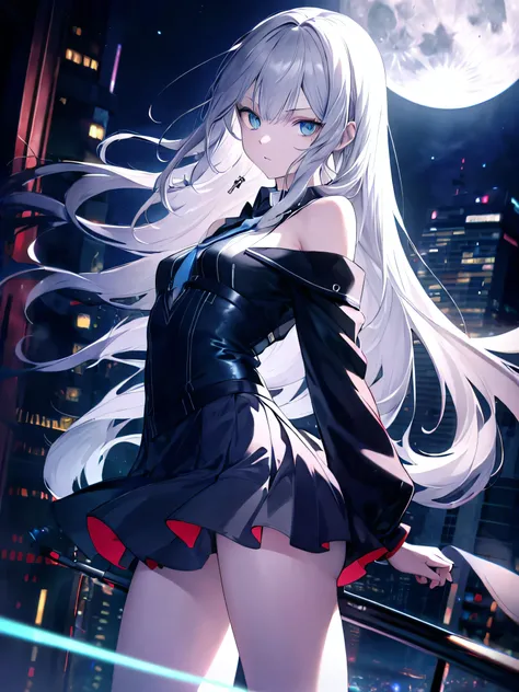 ((masterpiece)), ((best quality)), ((best illustration)), ((ultra-detailed)),((photorealistic color)), 1 lady, solo, teenager, absurdly long hair, silver hair, straight hair, ((blue eyes)), ((ultra detailed eyes)), ((ultra detailed face)), gloomy face, lon...