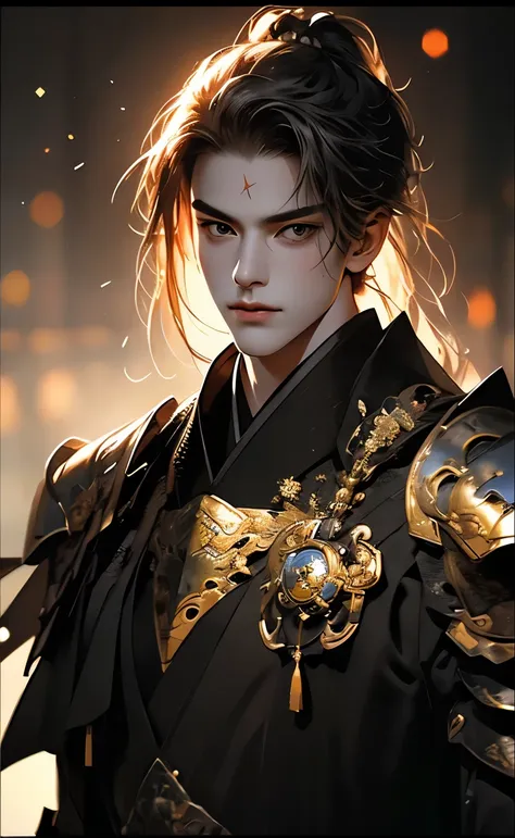 a boy in armor, grim expression, flawless facial features, perfectly detailed hands, chinese setting, ancient artifacts, golden accents, best quality, 4k, 8k, highres, masterpiece:1.2, ultra-detailed, realistic, photorealistic, photo-realistic:1.37, HDR, U...