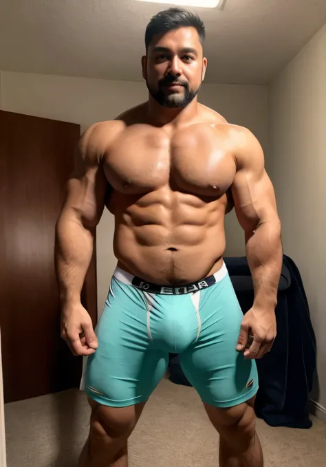 Handsome father, Muscular, EE Single Boxer. urea., There is a big and long bulge in the crotch, Must see his face,full body photo