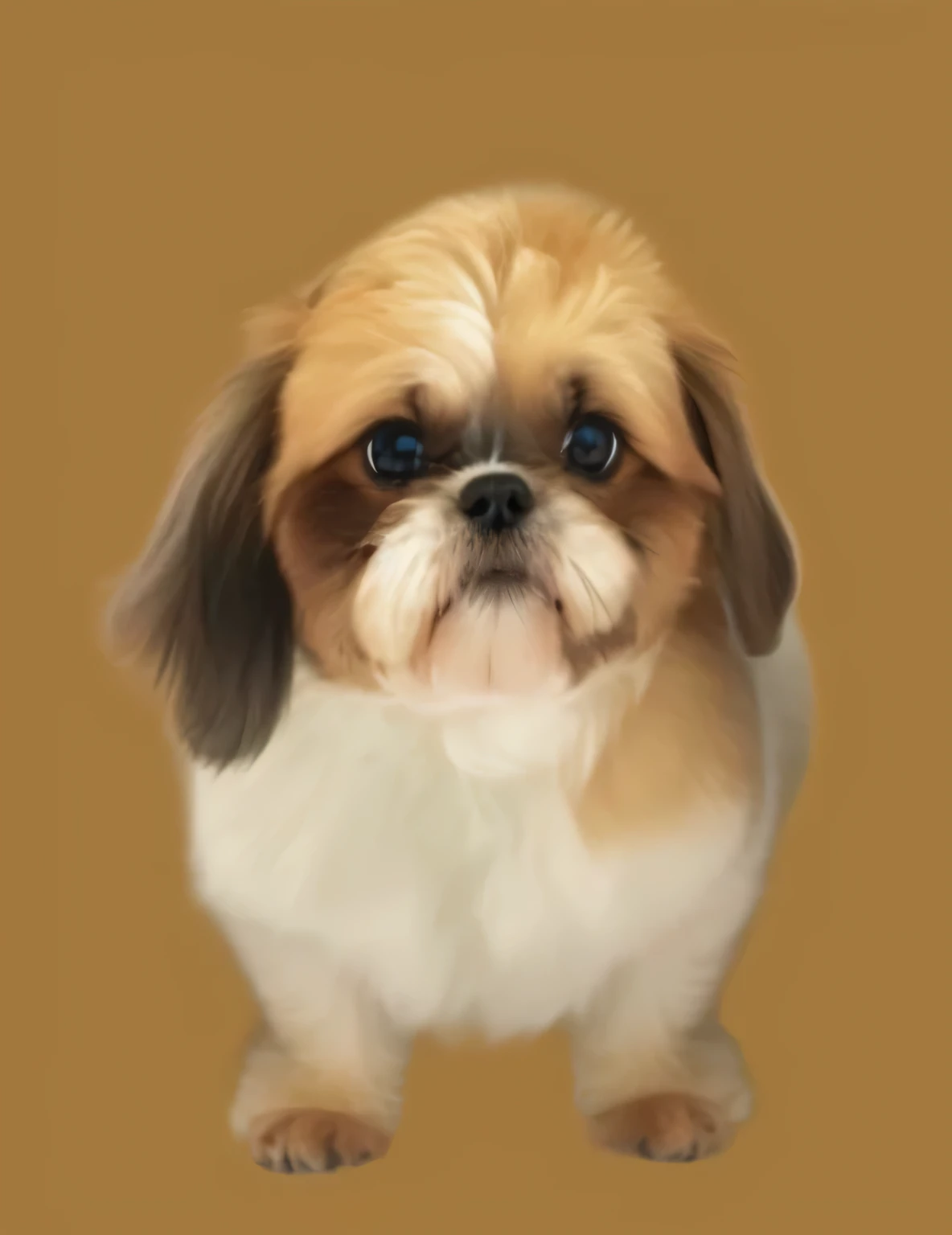 a very cute furry dog, hairs drawn like cartoon, perfectly drawn eyes, eyes like a cartoon drawing, beautiful eyes, perfect eyes, she is very happy, she is smiling, the image is very detailed