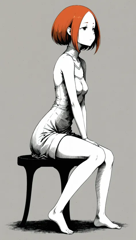 in style of Albert Dubois-Pillet
(1girl,character conceptual design),gravure_pose,knees_to_chest,sitting_backwards