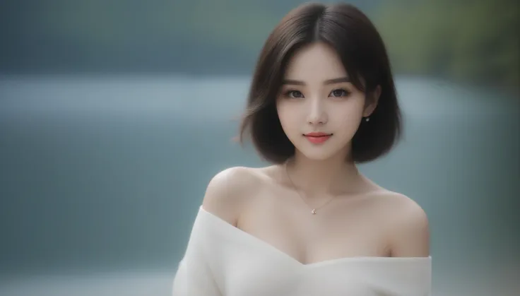 8k, Ultra-high resolution, Highest quality, masterpiece, 三分割法によるphotograph,Surreal, photograph, 1 Girl, (:1.3), pretty girl, Cute Face, 細部までBeautiful Eyes, 細かくdetailedに,masterpiece,One Girl:1.2,Japanese women,Young Wife,upper body,smile,Black hair,Wavy bob...