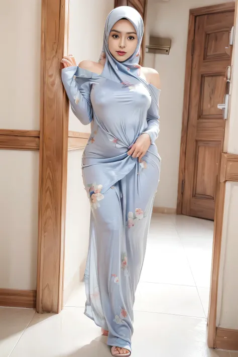 RAW, Best quality, high resolution, work: 1.3), Beautiful Indonesian girl wear hijab, indonesian hijab woman,Highly detailed CG Unity 8k wallpaper, top quality, super detailed, masterpiece, realistic, photorealistic, highly detailed cute girl, 40 years old...