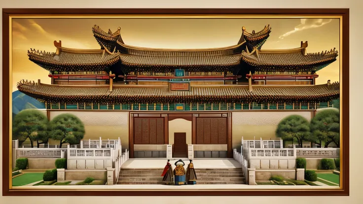 An impressive representation of (((the transition from the Xia Dynasty to the Shang Dynasty))), displaying the shared architectural and cultural elements that symbolize the continuity of civilization.