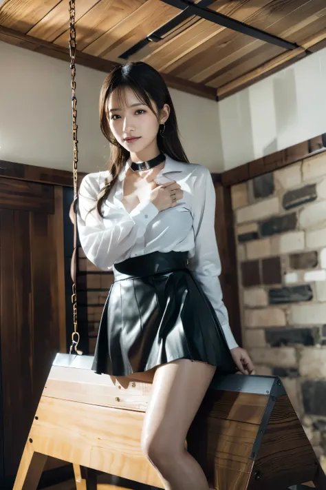 Browsing Caution,(最high quality:1.2), 32k HDR, High resolution,(Japanese women),(A body covered in tattoos),Dynamic pose,Long shot of a beautiful dark-haired girl, torture, A room in a love hotel,(Short tight skirt:1.3,Check skirt), (Put on a shirt:1.3), B...