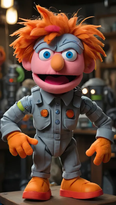 in a felt puppet world, one boy with his red hair, blue eyes, pale skin, and neon orange shoes has the courage, strength, hot gl...