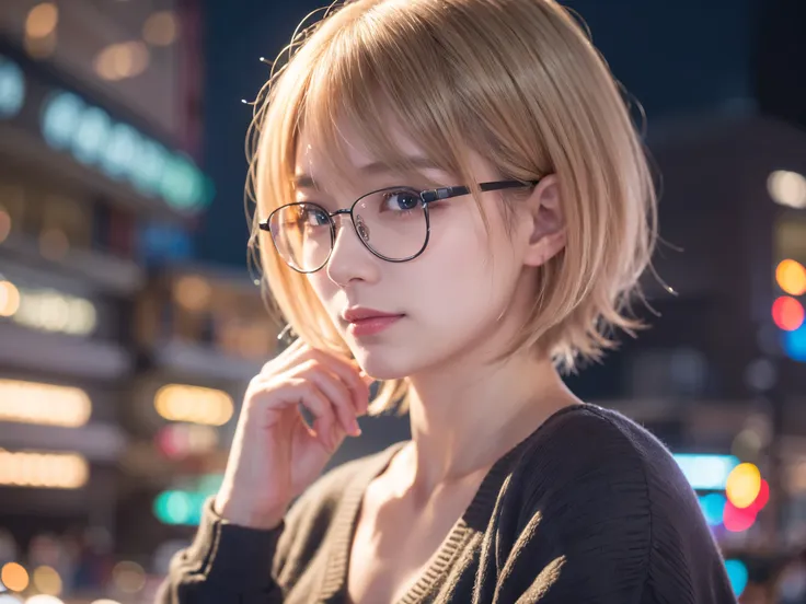 japanese girl in casual clothes、observe the audience、tokyo cityscape at night、(highest quality、masterpiece)))、hd fine、very detai...