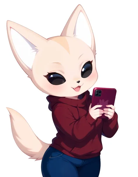 score_9, score_8_up, score_7_up, digital illustration, solo, anthro, (female, 1 female, fenneko), white background,