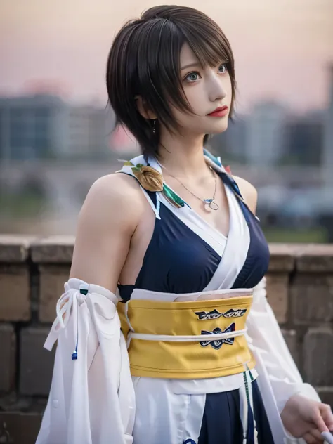 20 year old Japanese beauty,One person、Muscular body like a bodybuilder、Emphasize the breasts、Slit eyes、A head-to-toe view,Bust is very very large、The background is a medieval European kitchen、High quality photos、Clear, crisp images of the lower body、Maste...