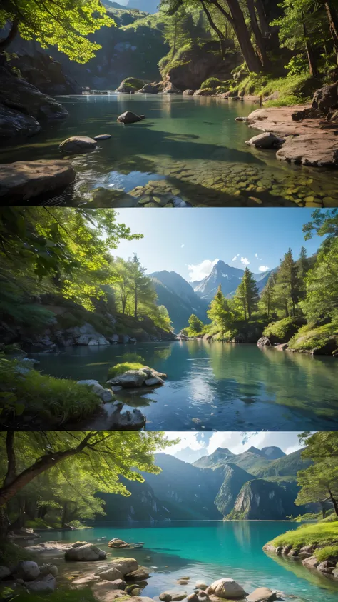 Quiet place, Very fun, beautiful, calm and beautifully landscaped. Realistic, 8K Ultra HD, Studio Quality, Ultra-realistic, 最大のdetailed, Large scale, Post-processing, Realistic, Realistic, Photoshop, photograph, detailed, Cinema Lighting, landscape, Panora...