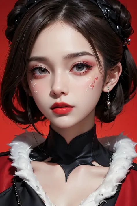 masterpiece, masterpiece, masterpiece_portrait, distinct, distinct_image, highres, high_resolution, high_quality, high_quality_アニメ, Super_detail, hyper_detail, ultra high definition, Super facial detail, face art, 알굴 make up, Pale face, red lips, forehead ...