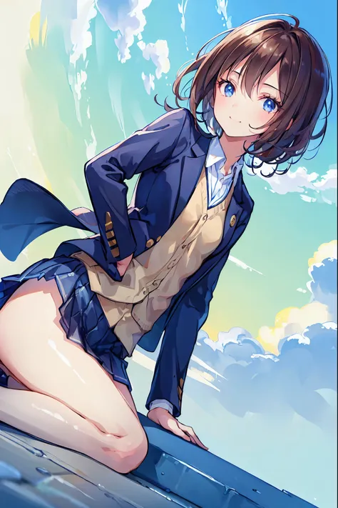 (Highest quality,masterpiece:1.3,Ultra-high resolution),(Very detailed,Caustics,8k),(Realistic:1.4,RAW shooting),18-year-old,Japanese,cute,Im looking at the camera with a smile on my face,Blazer Uniform,forward leaning posture,Waist up shot,(Face Focus:1.2...