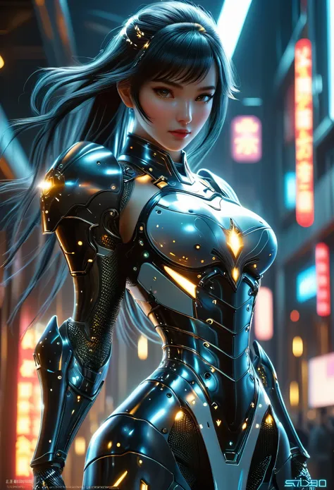 (best quality, 4k, 8k, high resolution, masterpiece: 1.2), (super detailed, realistic, photorealistic:1.37), a woman in futurist...