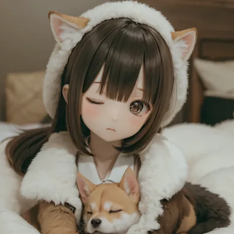 Shiba Inu girl、Sleeping in bed