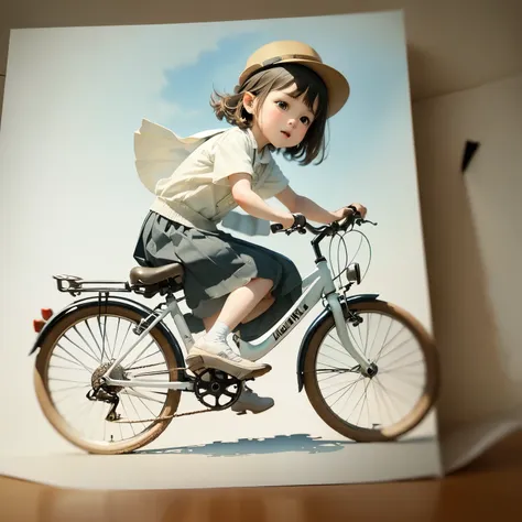 (highest quality、masterpiece)、(a 5-year-old girl riding a bicycle)、(helping dad:1.2)、(children's bicycles、whole)、(from the side)...