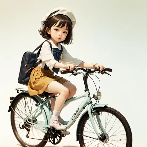 (highest quality、masterpiece)、(a 5-year-old girl riding a bicycle)、small and cute、(helping dad:1.2)、(children's bicycles、whole)、...