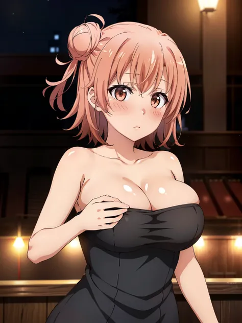 ((Highest quality, High resolution,  Perfect Pixel,  4K)),  (Beautiful Anime), 
Watching the audience, 
Perfect body, 

yuigahama yui, (Big Breasts:1.3)、Detailed eyes、Brown eyes、

Depth of written boundary、

(blush、Embarrassing:1.3)、

short hair, Single ha...