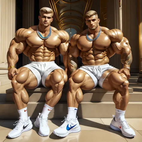 muscleworship musclessexy muscularboy white european tourists shirtless shirtless pecs muscular muscles muscle gay couple , chest biceps abs, shorts, Nike sneakers, white Nike socks, Versailles palace, undercut haircuts, glittering jewelery, gay oriented t...