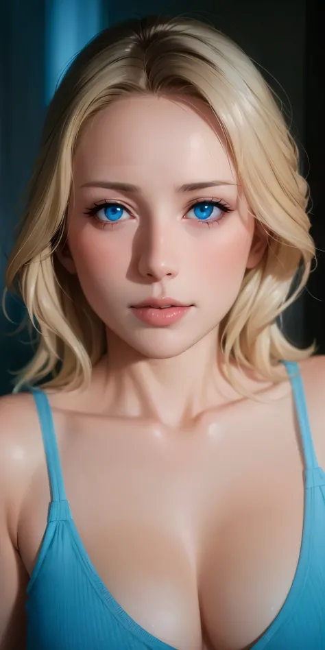 Elegant mature female, blue eyes, blonde hair, soft light, 4k resolution, high quality, beautiful cg