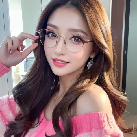 ((Highest quality, Tabletop, Ultra-high resolution、The most complex and detailed depiction))、(Very bright lighting:1.1)、(spring-like clothes)、(Beautiful woman:1.1)、(Long Wavy Hair:1.05), (Accurate anatomy:1.1)、Glasses、Colored contact lenses、Perfect Makeup、...