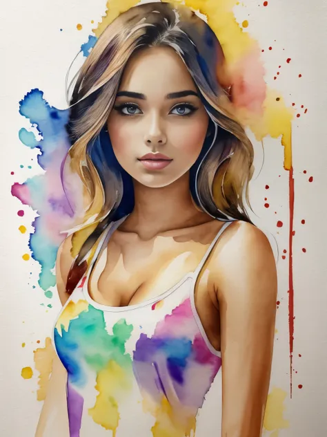 masterpiece, best quality, 1girl, watercolor, upper body photo