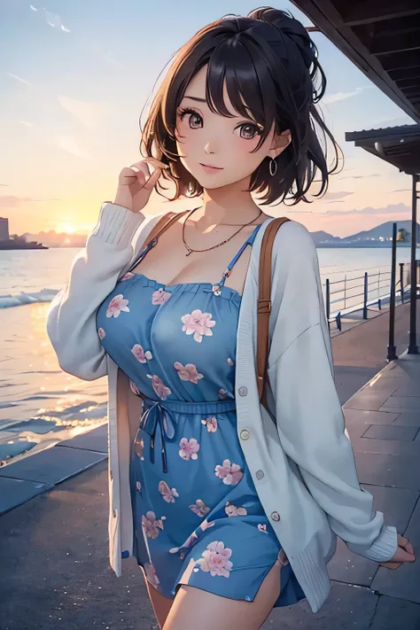 Highest quality、High resolution、Detailed Background、(Beautiful face in every detail:1.4)、Anatomically correct、(Normal number of fingers:1.2)、Highly detailed face、Detailed eyes、Beautiful women in their 20s、(Huge breasts:1.2)、Perfect body line、Braided bob cu...