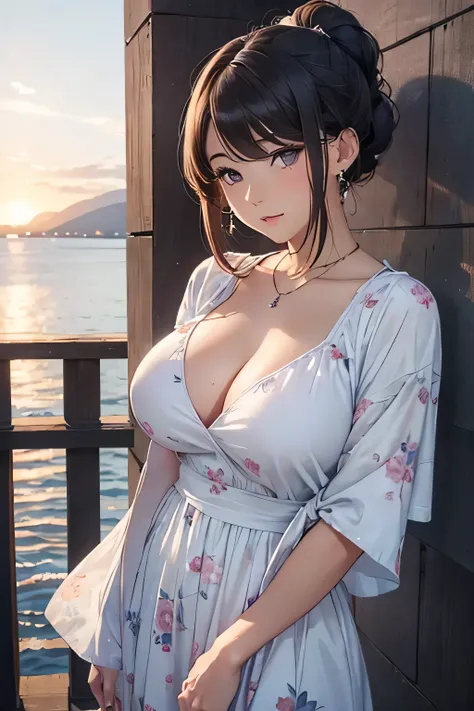 Highest quality、High resolution、Detailed Background、(Beautiful face in every detail:1.4)、Anatomically correct、(Normal number of fingers:1.2)、Highly detailed face、Detailed eyes、Beautiful women in their 20s、(Huge breasts:1.2)、Perfect body line、Braided bob cu...